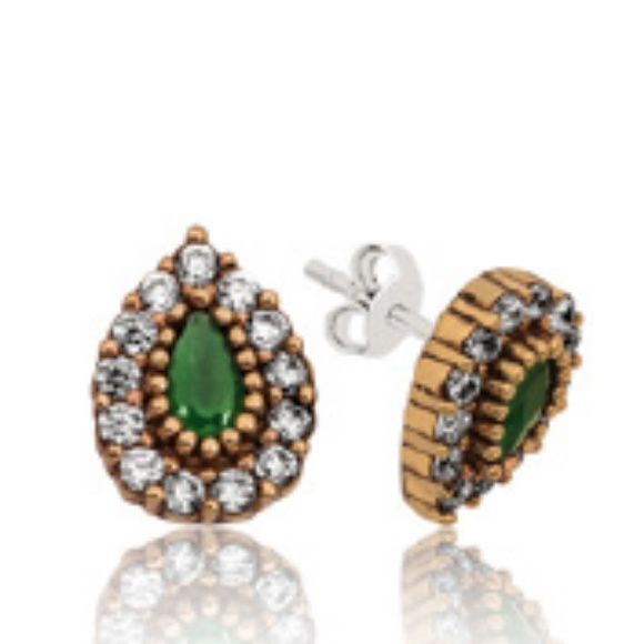 Sterling Silver Green jade & White CZ Stoness - Picture 8 of 8